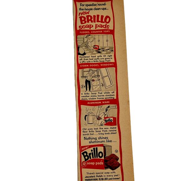 1958 Brillo Soap Pads Red House Cleaning Cartoon Original Retro Vtg Print Ad - Picture 1 of 7